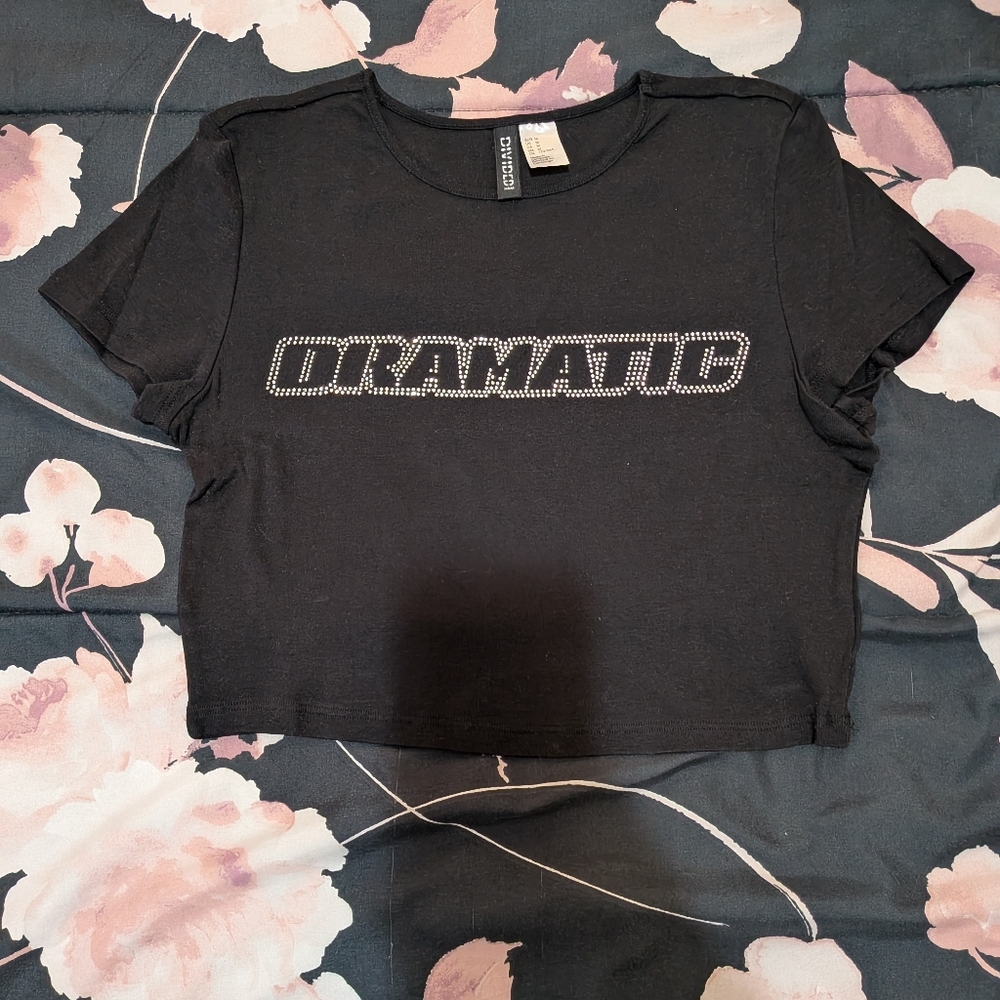 H&M Divided Black "Dramatic" Baby Tee Size Medium